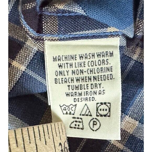 Eddie Bauer Shirt Mens Large Tall Blue Plaid Long Sleeve Pocket Cotton Casual - Picture 6 of 7